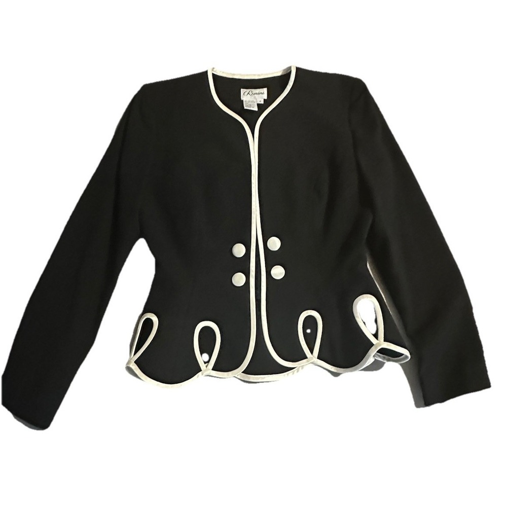 Vintage Rimini Jacket Black with White trim size 4